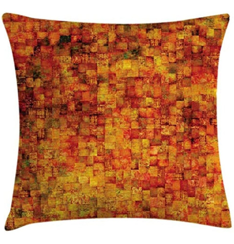 Ambesonne Burnt Orange Throw Pillow Cojín, Vintage Mosaic Ba
