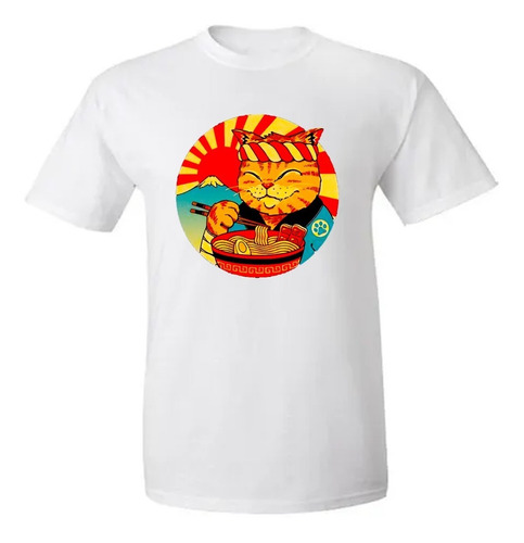 Remera Gato Samurai Cute Diseño Exclusivo Adultos Y Niños 