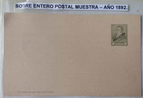 Sobre Entero Postal Muestra 
