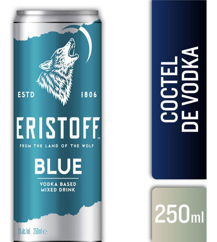 Coctel De Vodka Eristoff Blue 12 Latas X 250cc