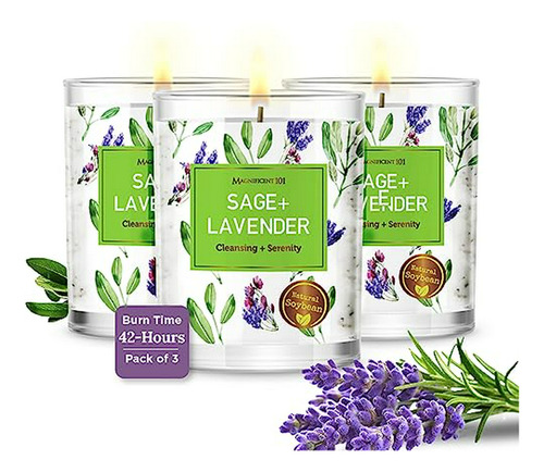 Pure Sage + Palo Santo Smudge Juego De 3 Velas Para Limpieza