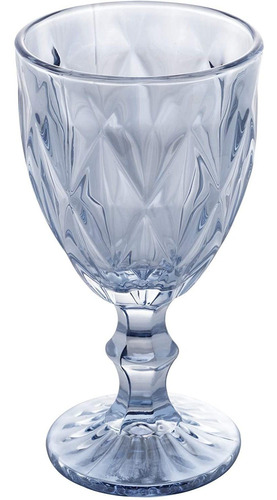 Imagem 2 de 4 de Jogo 6 Taças De Vidro Diamond Azul Metalizado 325ml - Lyor