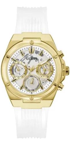 GUESS Reloj analógico de cuarzo para mujer con correa de acero inoxidable  W0989L1, plateado, Pulsera