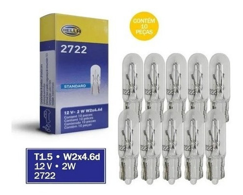 Kit 10 Lampadas Convencionais 12v Esmagada 12v 2w