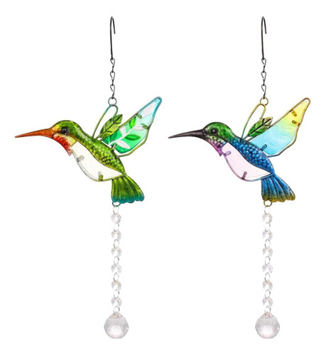 .2 / Set Vidrieras Colibrí Prisma De Cristal Bola Jardín.
