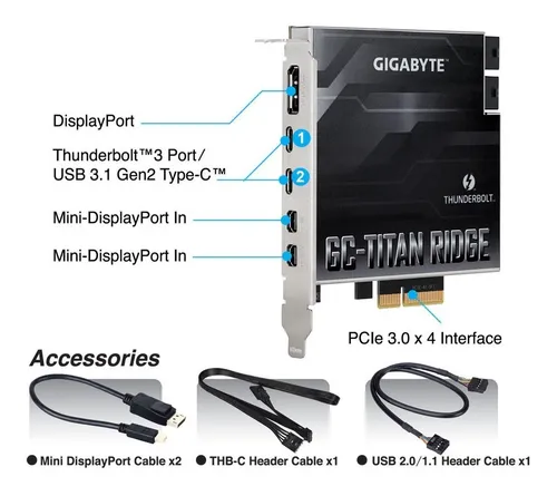 Placa Expansao Gigabyte Gc-titan Ridge 2.0 Thunderbolt3 Pcie
