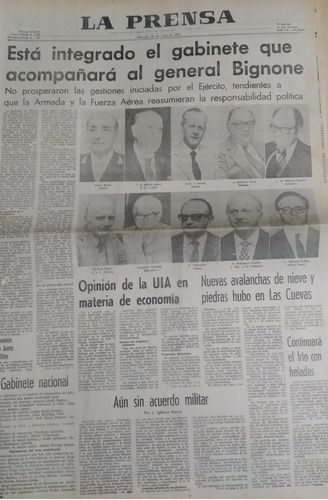 La Prensa 30/6/82 Gabinete Bignone,mundial Argentina 1 Ita 2