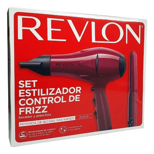 Combo Secador Mas Plancha De Pelo Color Rojo - Revlon