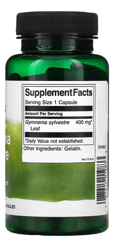 Folha Gymnema Sylvestre 400mg Full Spectrum 100caps Swanson