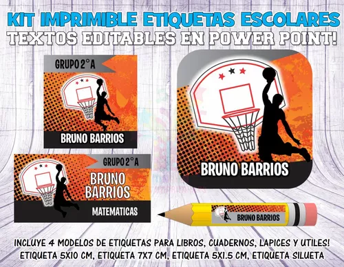 Kit Imprimible Etiquetas Escolares Basquet Silueta | MercadoLibre
