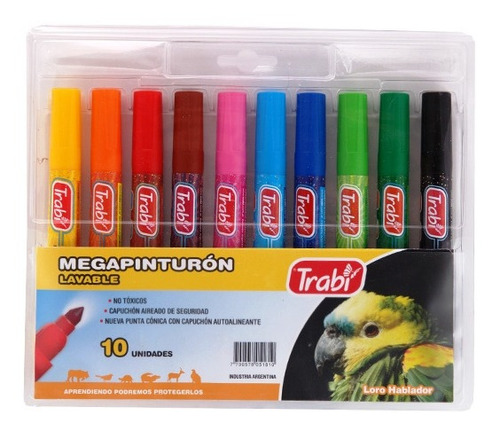 Marcadores Trabi Megapinturon Lavable Blister X 10 Colores