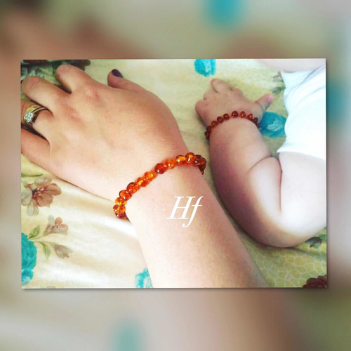 1 Pulseira Adulto + 1 Pulseira Infantil De Âmbar Báltico