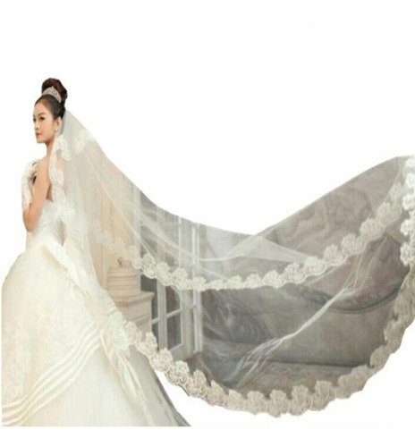 Velo Novia 2.70 Mts Catedral Blanco/ivory Bordado + Peine
