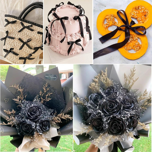 Listón Satinado 4 Cm Decoracion Popotillo Colores Listón 91m Color Negro Rollo De Liston Satinado Negro Rollo De Liston Satinado