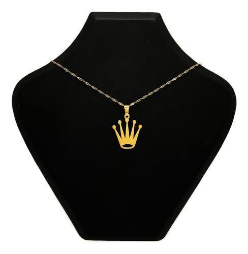 Cadena Y Dije Corona Oro 18k Oro 18k 50 Cm