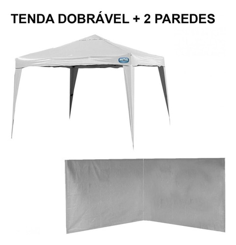 Kit Tenda Gazebo 3m X 3m Dobrável Base E Topo + 2 Paredes
