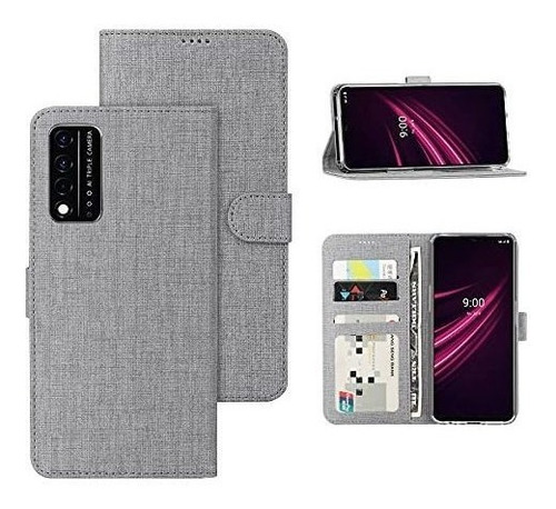 Funda T Mobile Revvl V+ 5g Case Flip Cover Billetera Gris 