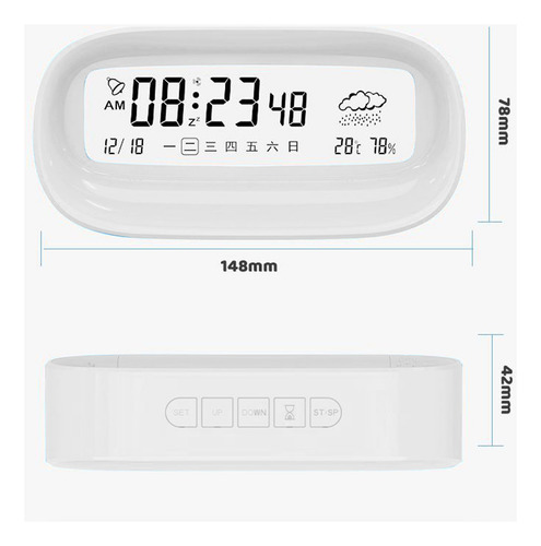 Reloj Digital Pared Pilas Despertador Con Termómetro Y Alert Color Blanco Reloj De Pared Reloj Decorativo Pared