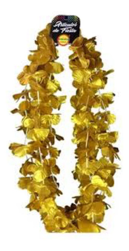 Collar Flores Hawaiano 30cm Premium Oro Y Plata