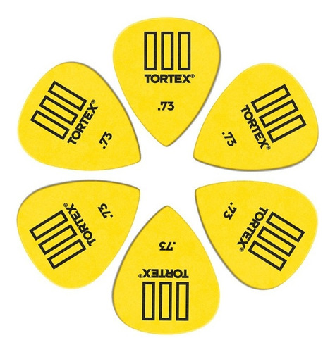 Palhetas Dunlop Tortex Iii 0,73mm Amarela Pct Com 6 Unidades Cor Amarelo