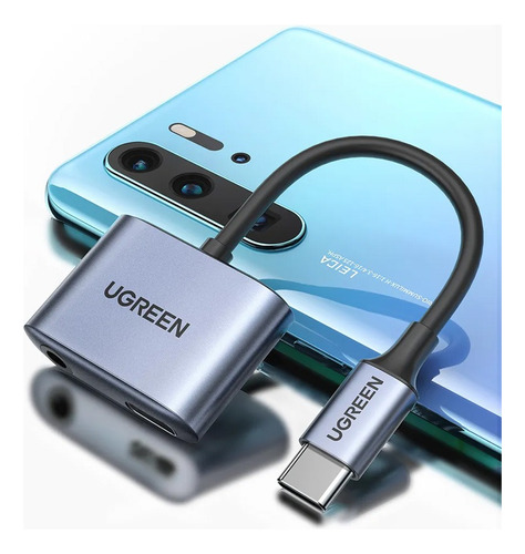 Adaptador Usb C + Mini Jack 3.5mm Dac Chip + Power Hifi Trrs