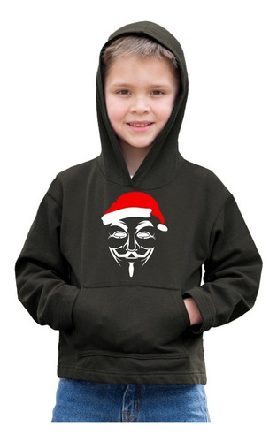 Sudadera Negra De Navidad Infantil De Anonimous Vendetta