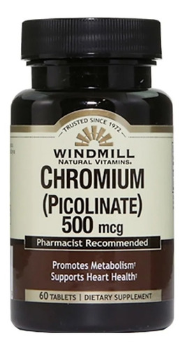 Chromium Picolinate Windmill Picolinato Cromo 60 Tabs 500mcg