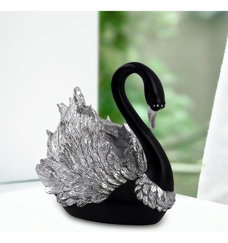 Estatua Cisne Negro, Escultura Animal Moderna Para Oficin