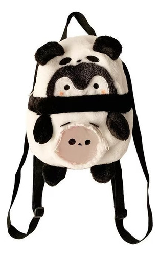 Mochila Versión Coreana Con Bonito Diseño De Pingüino Panda Color Blanco Diseño De La Tela Liso