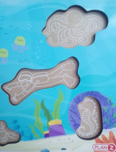 Imagen 3 de 8 de Juego Encastre Madera Agarre Mar Didácticos Infantil Niños