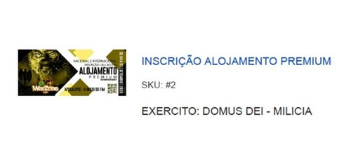Imagem 2 de 2 de Ingresso Do Warzone 2020 - Exercito: Domus Dai Milicia