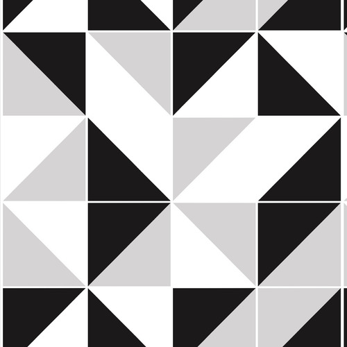 Imagem 2 de 6 de Papel De Parede Lavável Triângulos Pretos Em Degradê 3m