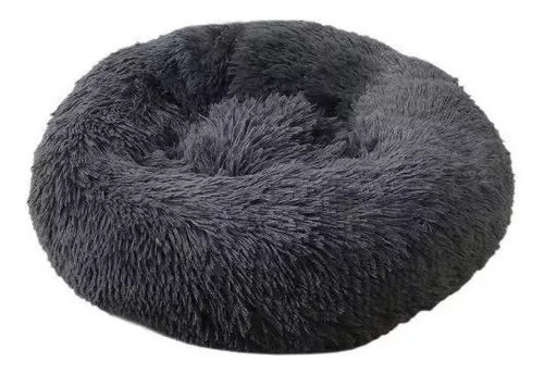 Cama Para Perro Pequeño Camita Con Felpa Antiestrés Cómoda Color Gris Oscuro / Dark Grey