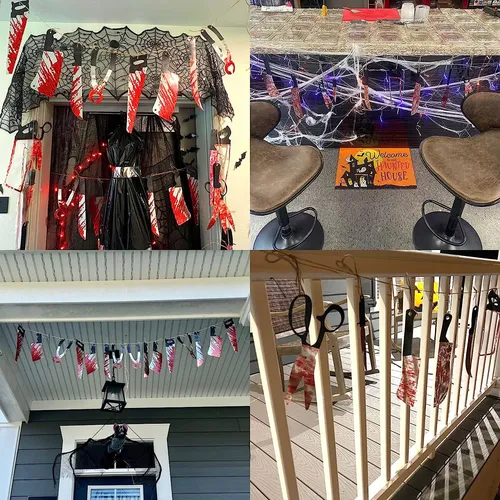 8 Blood Knives (pvc) - Halloween Bloody Knife Banner Decor