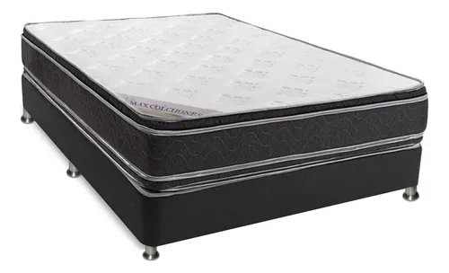 Combo Base Cama 140x190 Y Colchón Ecopillow Semiortopedico