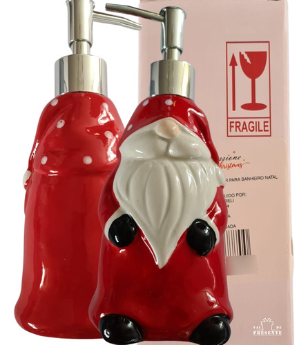 Porta Sabonete Liquido Álcool Gel Papai Noel Natal Enfeite Cor 483-086