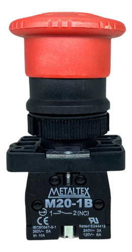 Botão Emergência Cogumelo Trava Vermelho 1 22mm Metalte