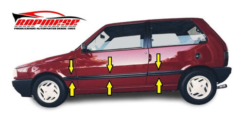 Baguetas Fiat Uno Scr 3  Puertas 92/01 C/vira Roja 6 Piezas 