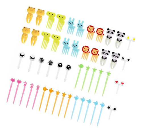 50 Peças De Garfo De Frutas Home Cartoon, Lindo Conjunto De