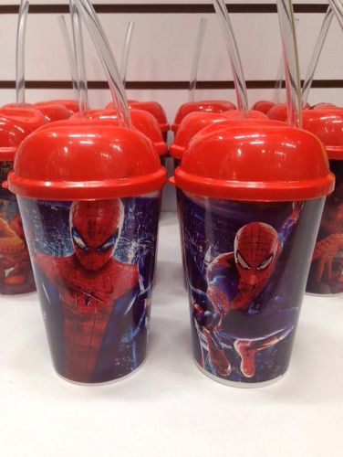 Vaso Pitillo Spiderman Sorpresas Fiestas Piñatas Regalos
