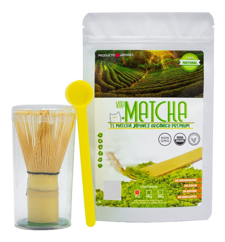 Matcha Te Organico 50g  + Chasen Batidor De Bambu