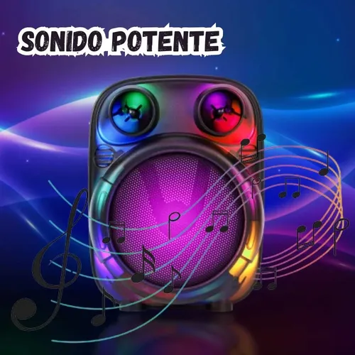 Parlante Bluetooth Portátil Con Luces Led , Fm , Usb , Tf Negro