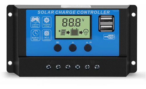 Flexzion Pwm Controlador Carga Solar Pantalla Lcd 30a Amp