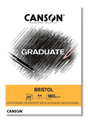 Block Bristol Canson Graduate A4 20 Hojas, 180 G/m2