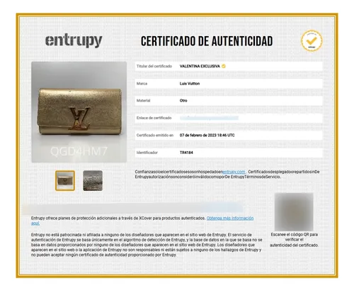 Bolso Louis Vuitton Louise Clutch Piel Gold Cert Entrupy Dorado