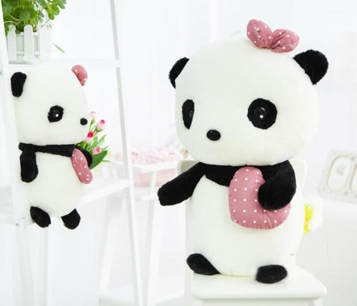 Peluche Panda Antialergico Corazon + Bolsa Regalo