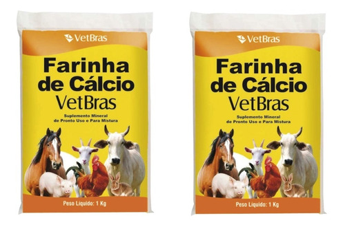 2x Farinha De Calcio Vetbras 1kg - Ovos - Ossos 