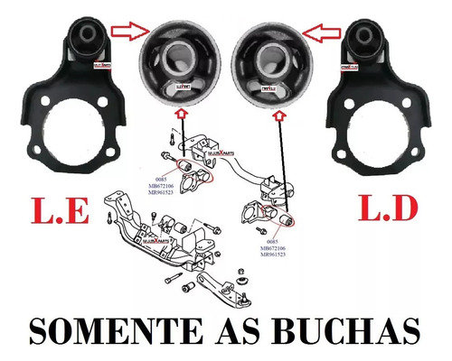 3 Buchas Refil Coxim Diferencial Dianteiro Pajero Tr4 / Io