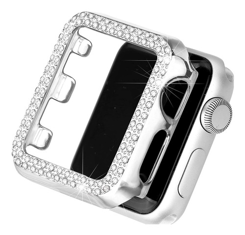 Case Protector Aluminio Para Iwatch Doble Fila De Diamantes 