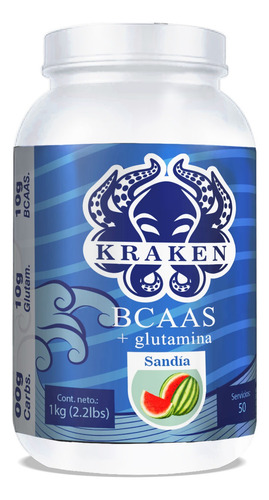 Aminoácidos Bcaas + Glutamina Kraken 1kg 100 Servicios Sandía